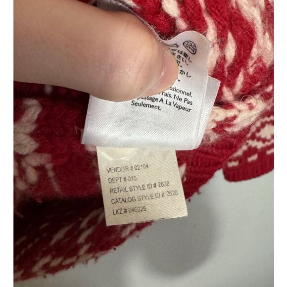 Women's Size S VTG Eddie Bauer Lambswool Nordic Fair Isle Red Holiday Sweater - Picture 5 of 5